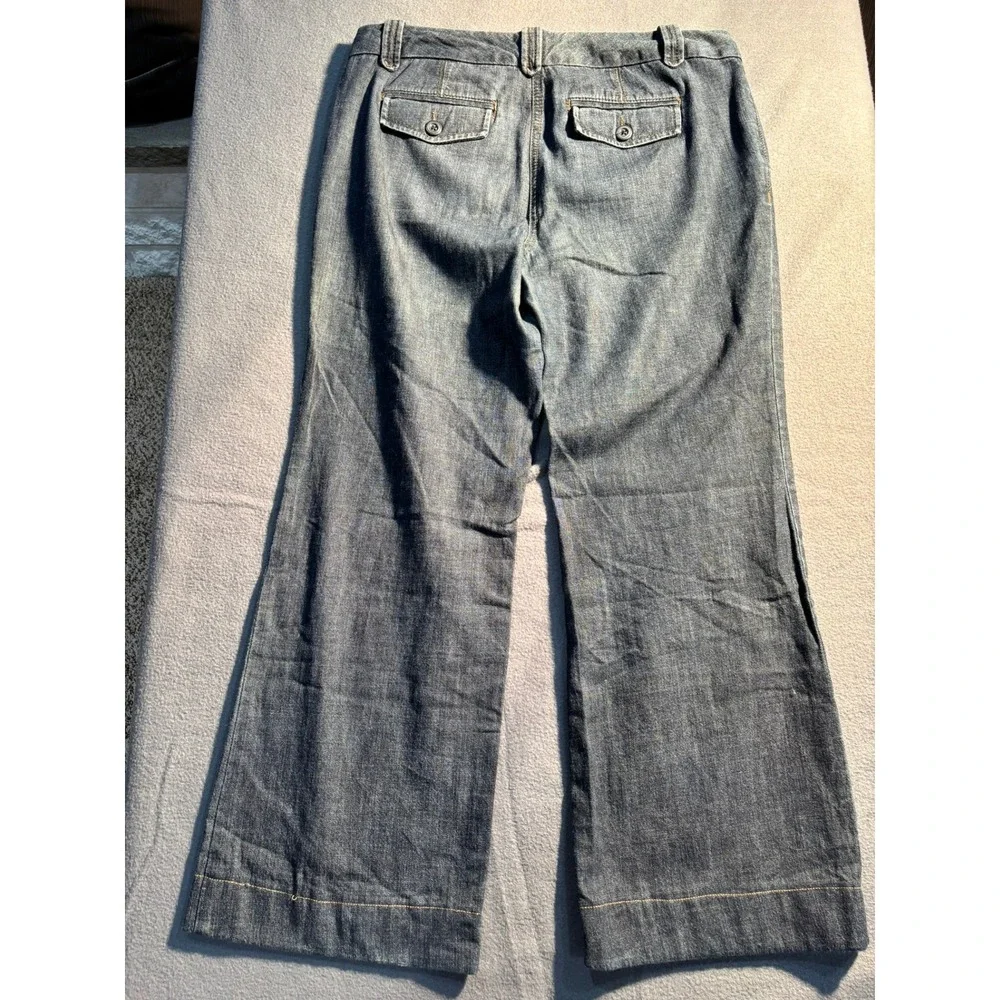 Ann Taylor Loft Trouser Style Jeans Pants Women's 8P Blue Wide Leg Mid Rise